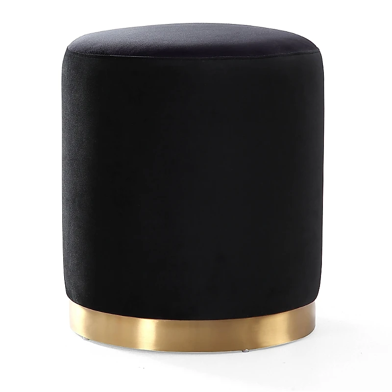 Tov Furniture Opal Velvet Ottoman with Gold Base