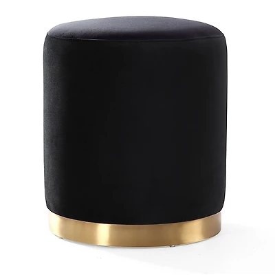 Tov Furniture Opal Velvet Ottoman with Gold Base