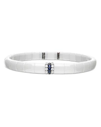 Roberto Demeglio 18K White Gold & White Ceramic Blue Sapphire & Diamond Stretch Bracelet