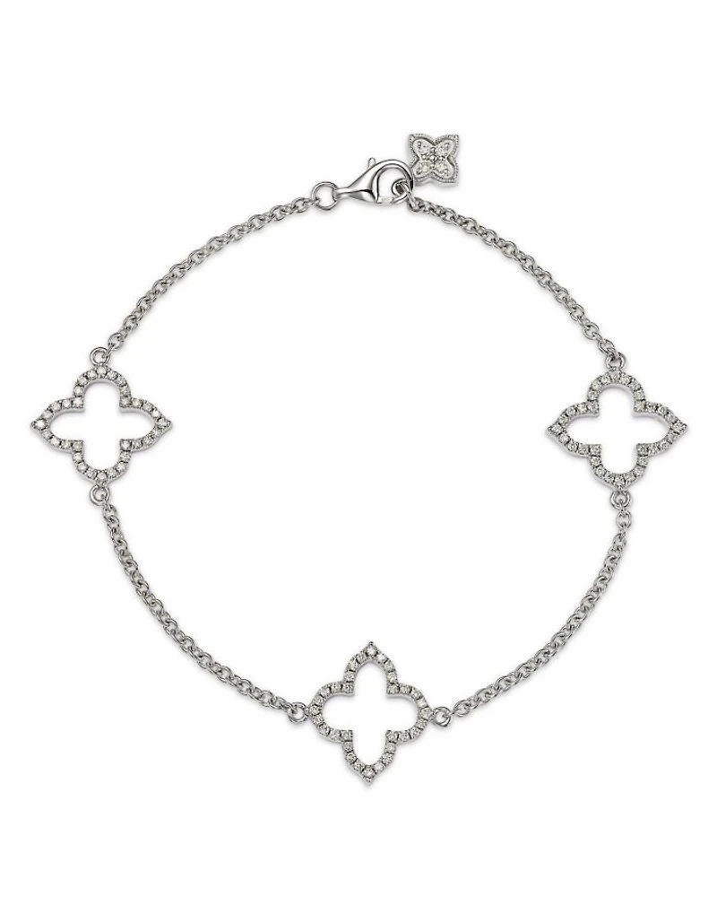 Diamond Clover Station Collection Bracelet 14K Gold, 0.38 tcw