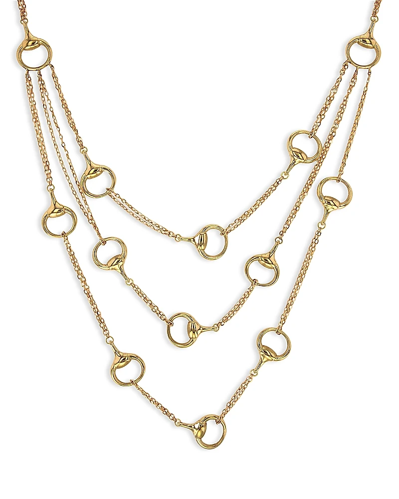 Alberto Milani 18K Yellow Gold Via Caneva Three Layer Horsebit Link Necklace, 20