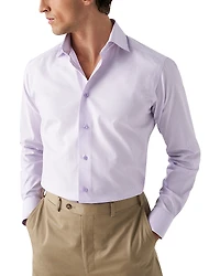 Eton Contemporary Fit Micro Check Textured Cotton-Tencel Dress Shirt