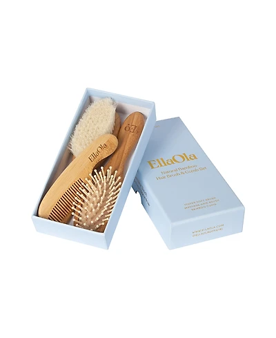 EllaOla Unisex 3-Piece Bamboo Brush & Comb Set - Baby