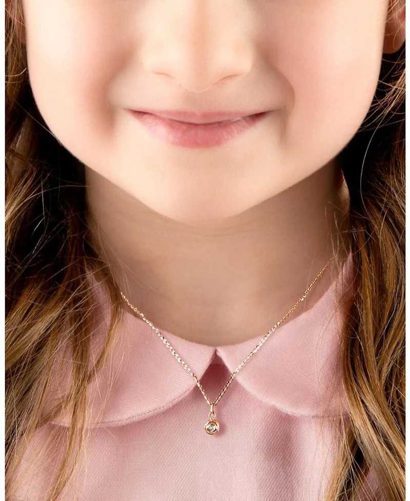 Children's 14K Gold Blushing Rose Girls' 12-14" Necklace