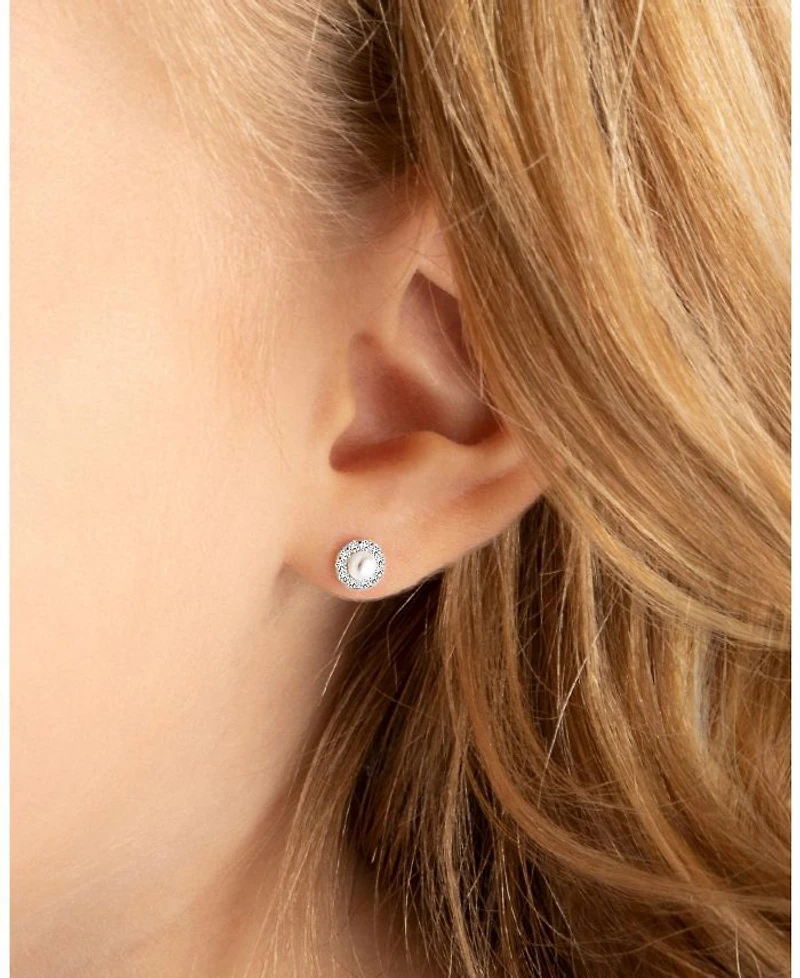 Girls' 14K Gold Cultured Pearl Halo Studs Screw Back Earrings - Baby, Little Kid, Big Kid