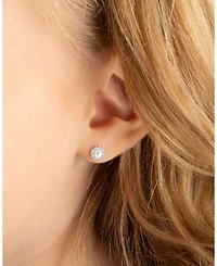 Girls' 14K Gold Cultured Pearl Halo Studs Screw Back Earrings - Baby, Little Kid, Big Kid