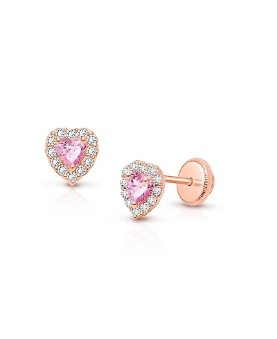 Tiny Blessings Girls' 14K Gold Blissful Heart Studs Screw Back Earrings - Baby, Little Kid, Big Kid