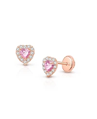 Tiny Blessings Girls' 14K Gold Blissful Heart Studs Screw Back Earrings - Baby, Little Kid, Big Kid