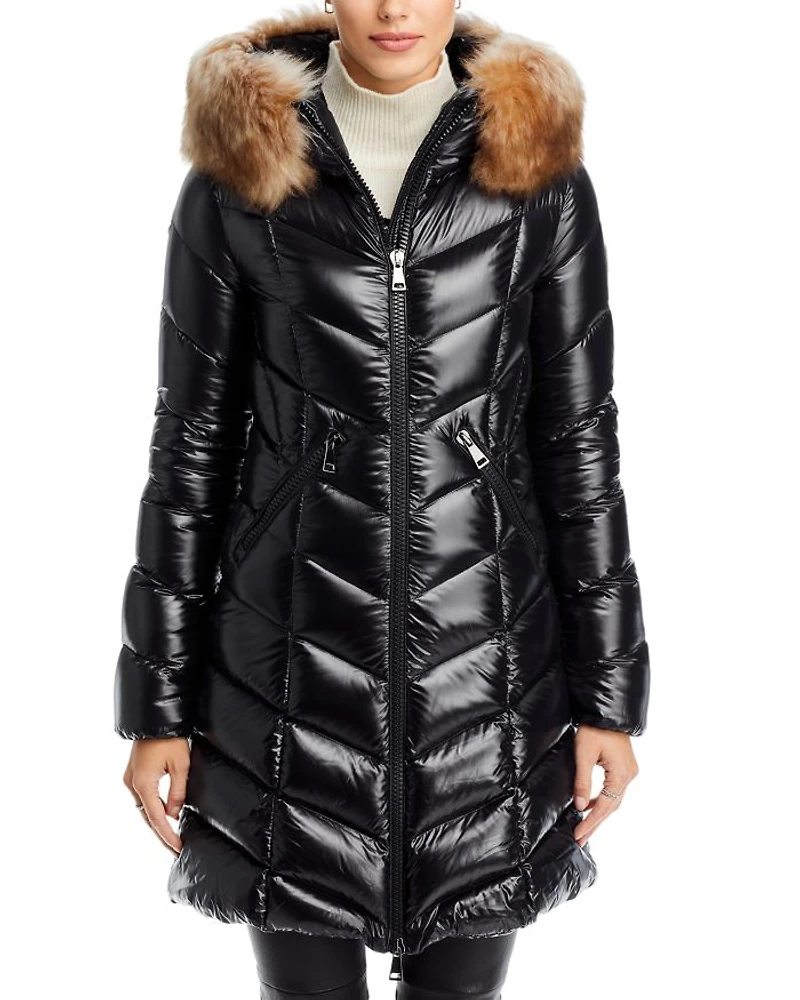Marre Down Puffer Coat with Shearling Trim