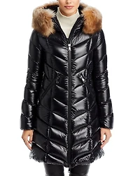 Marre Down Puffer Coat with Shearling Trim