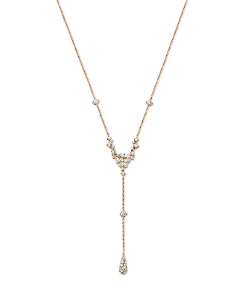 Diamond Scatter Lariat Necklace in 14K Yellow Gold, 1.0 tcw