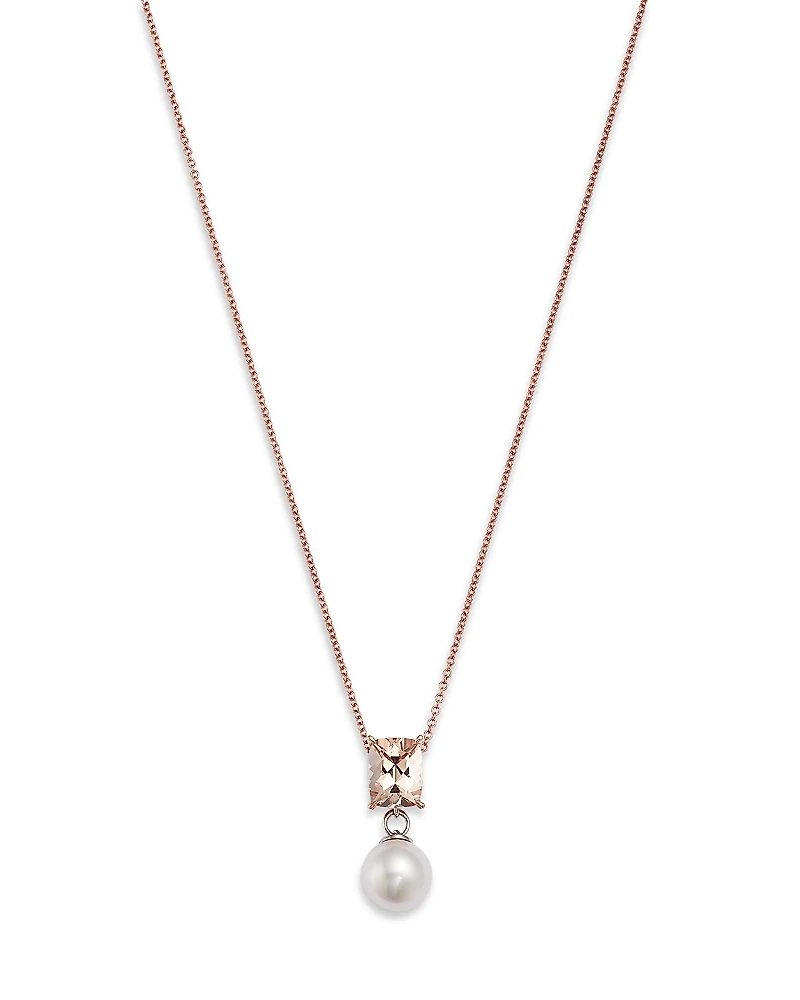 Bloomingdale's Fine Collection Morganite & Cultured Freshwater Pearl Pendant Necklace