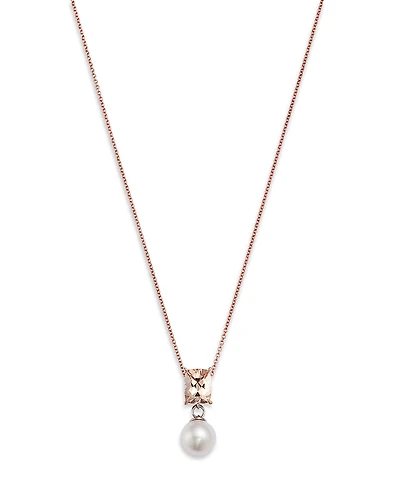 Bloomingdale's Fine Collection Morganite & Cultured Freshwater Pearl Pendant Necklace