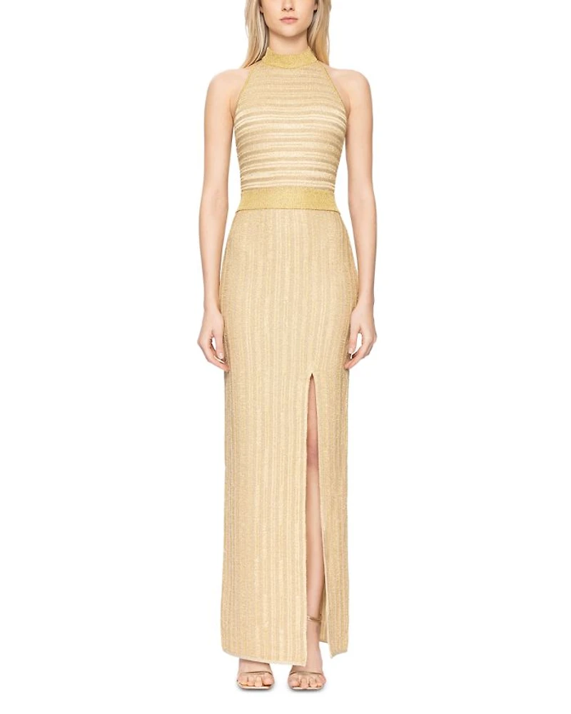 Halter Eyelash Knit Gown