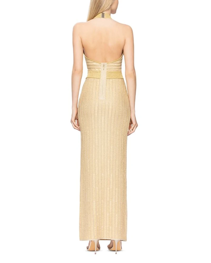 Halter Eyelash Knit Gown