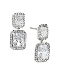 Nadri Emerald Cut Halo Drop Earrings