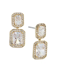 Nadri Emerald Cut Halo Drop Earrings