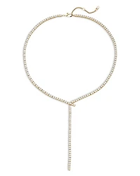 Tennis Y Necklace 18K Gold Plated or Rhodium Plated, 15"