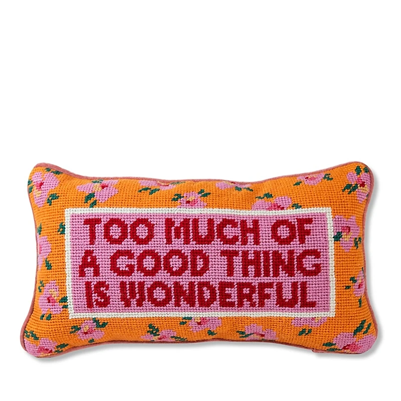 Furbish Studio Too Much Needlepoint Decorative Pillow