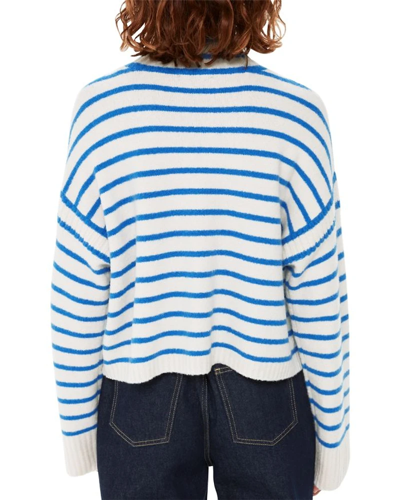 Stripe Rib Detail Funnel Knit Sweater