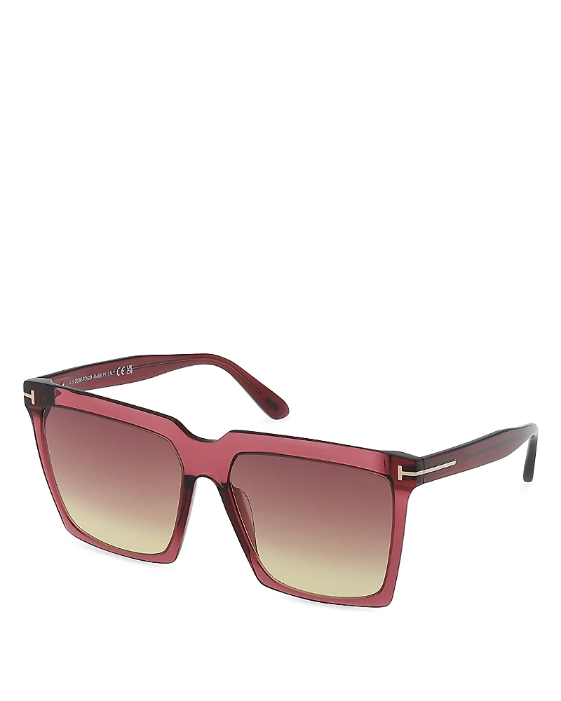 Tom Ford Bordeaux Square Acetate Sunglasses, 58mm