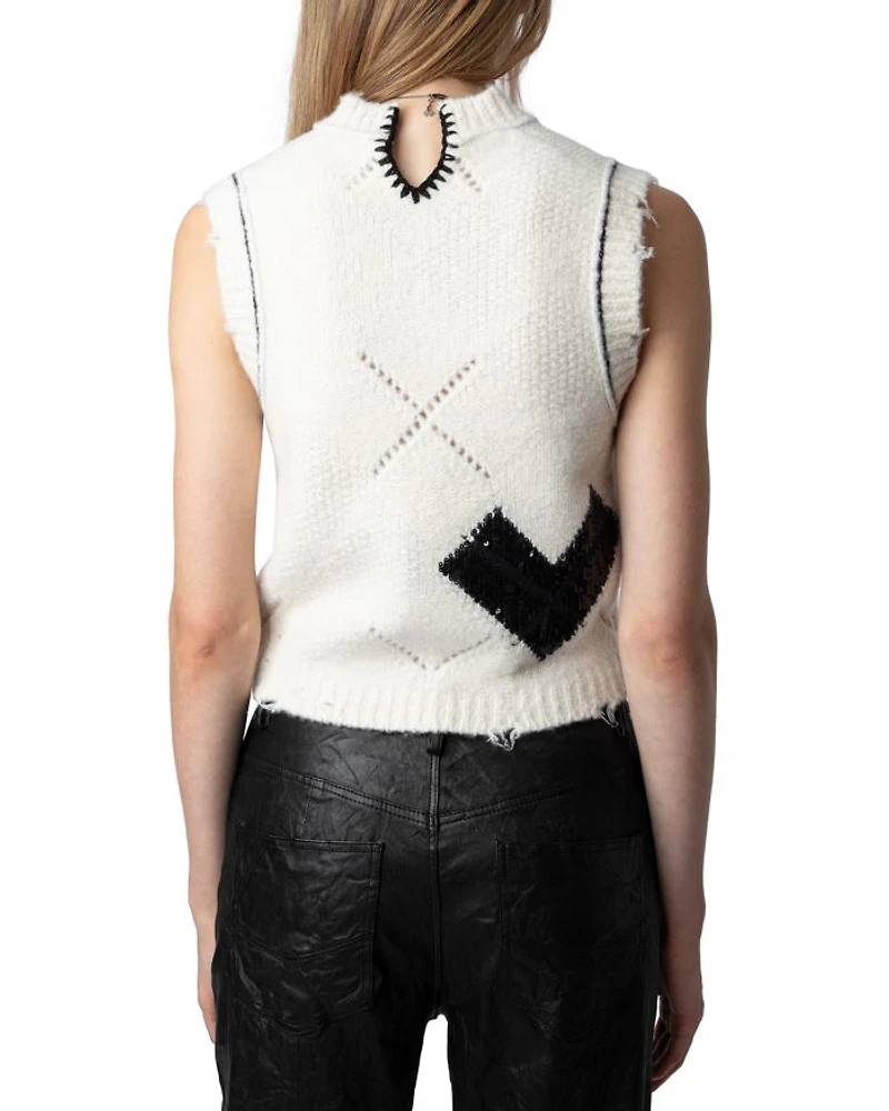 Karry Sleeveless Sequined Cardigan Sweater