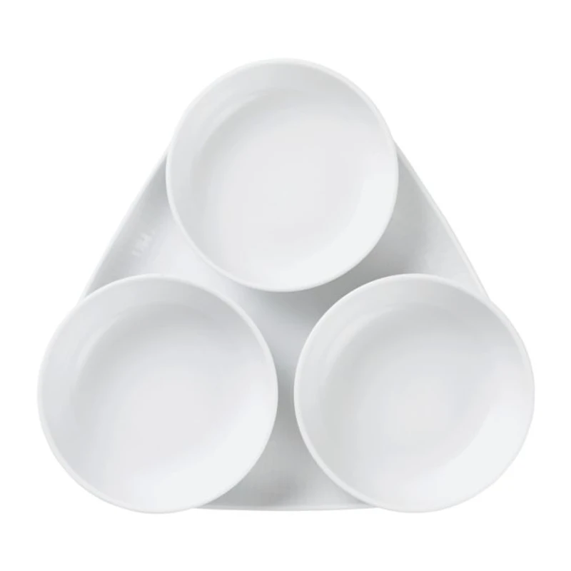 White Fluted 4 Piece Serving Set