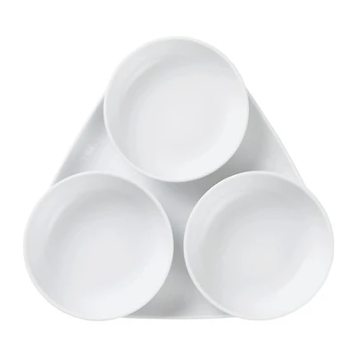 White Fluted 4 Piece Serving Set