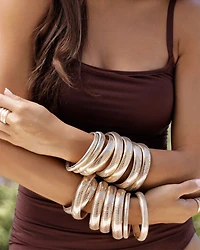 Golden Hour Stretch Bracelets 18K Gold Plated or Rhodium Plated, Set of 3