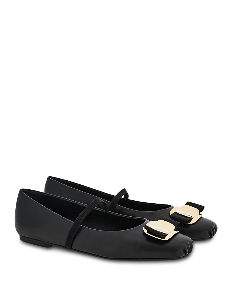 Ferragamo Women's Zina Bow Mary Jane Ballet Flats