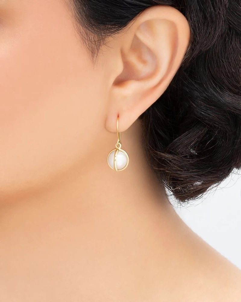 18K Yellow Gold Celeste Cultured Freshwater Pearl Drop Earrings