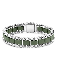 Lagos Men's Stainless Steel Anthem Green Ceramic & Caviar Beaded Bracelet