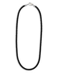 Men's Sterling Silver Anthem Black Ceramic Caviar Bead Necklace, 20" - Exclusive