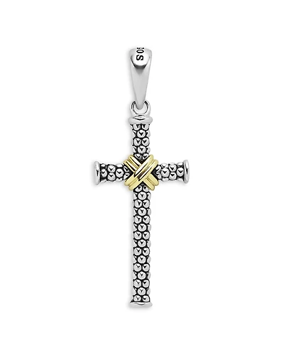 Lagos Men's 18K Yellow Gold Sterling Silver Anthem Caviar Bead X Cross Pendant - Exclusive