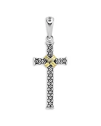 Lagos Men's 18K Yellow Gold Sterling Silver Anthem Caviar Bead X Cross Pendant - Exclusive