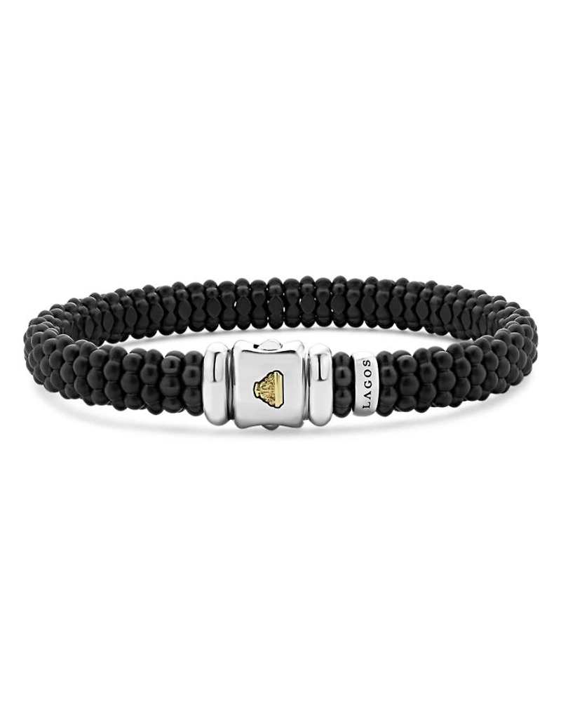 Men's 18K Yellow Gold & Sterling Silver Black Caviar Beaded Bracelet - Exclusive