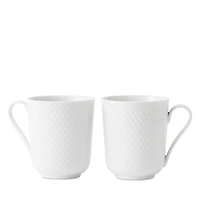 Rosendahl Lyngby Porcelain Rhombe Mug with Handle, White, Set of 2