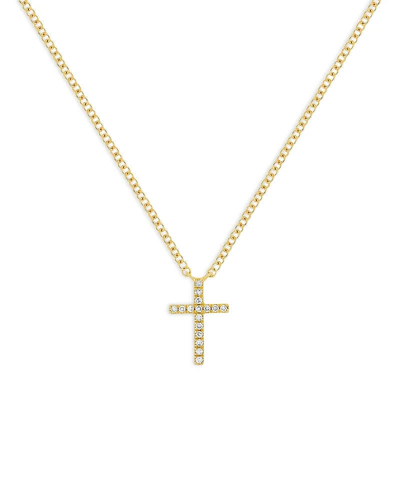 Ef Collection 14K Yellow Gold Diamond Cross Necklace, 18