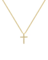 Ef Collection 14K Yellow Gold Diamond Cross Necklace, 18