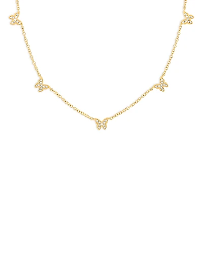 Ef Collection 14K Yellow Gold Diamond Baby Butterflies Necklace, 18