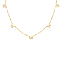 Ef Collection 14K Yellow Gold Diamond Baby Butterflies Necklace, 18