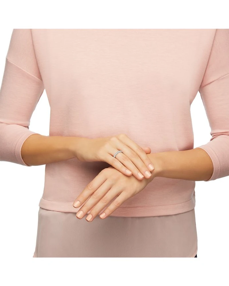 Rare Pavé Stack Ring Rhodium Plated