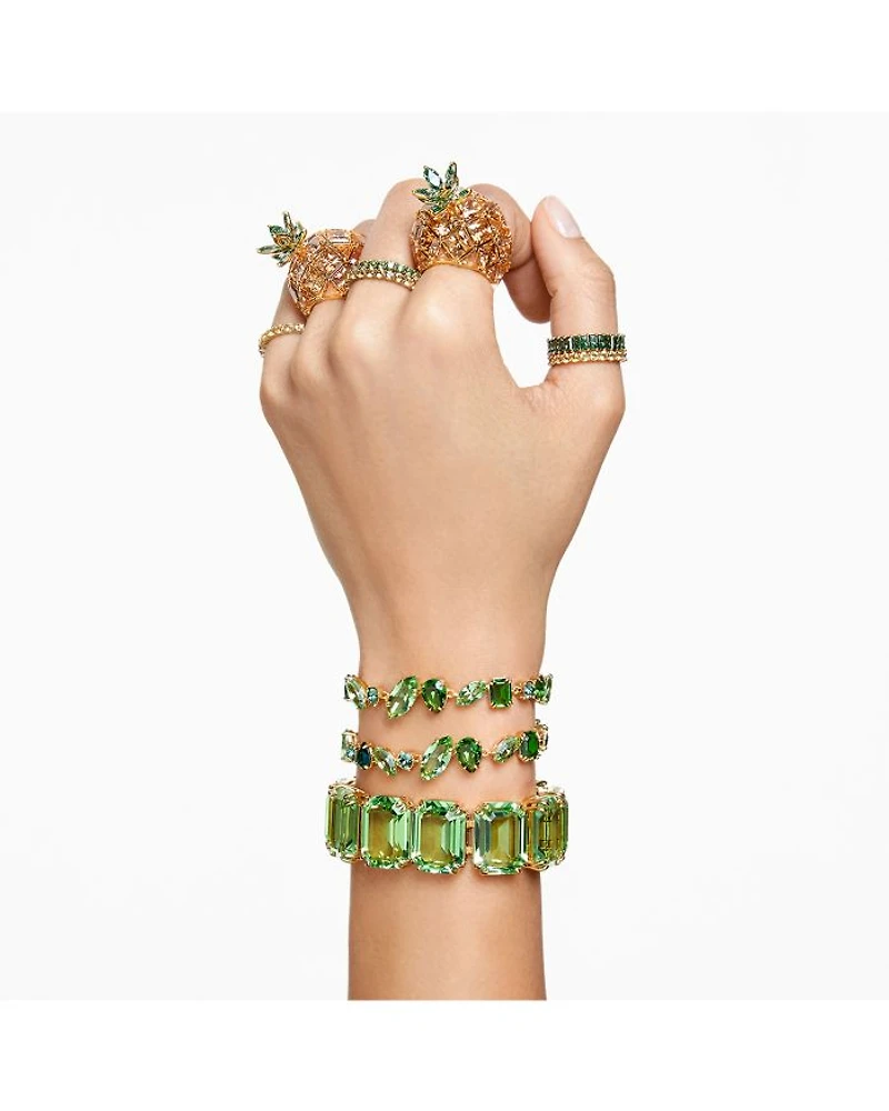 Matrix Green Baguette Crystal Stack Ring Gold Tone