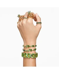 Matrix Green Baguette Crystal Stack Ring Gold Tone