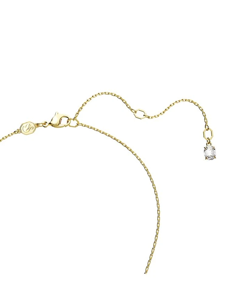 Stilla Green Rectangle Crystal Pendant Necklace in Gold Tone, 14.96"-17.72"