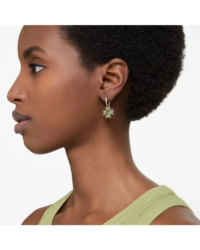 Idyllia Crystal Clover Dangle Hoop Earrings
