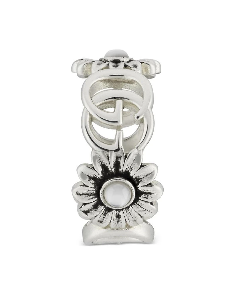 Sterling Silver Marmont Mother of Pearl Flower & Interlocking G Ring