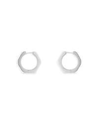 Sterling Silver Trademark925 Hexagon Huggie Hoop Earrings