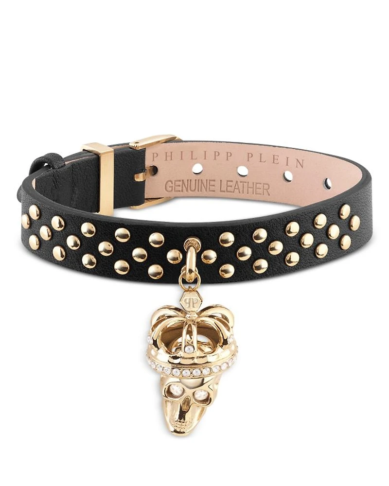 $kull Crown Studded Leather Bracelet