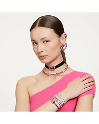 Matrix Pink Crystal Extra Large Tennis Bracelet in Rhodium Plated